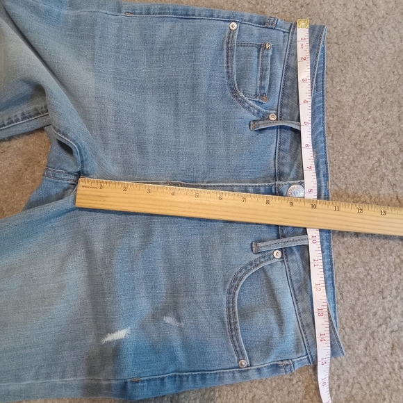 Seven7 Tower Straight Crop Classic Blue Distressed Women Jeans Raw Hem Size 4 - Picture 10 of 10
